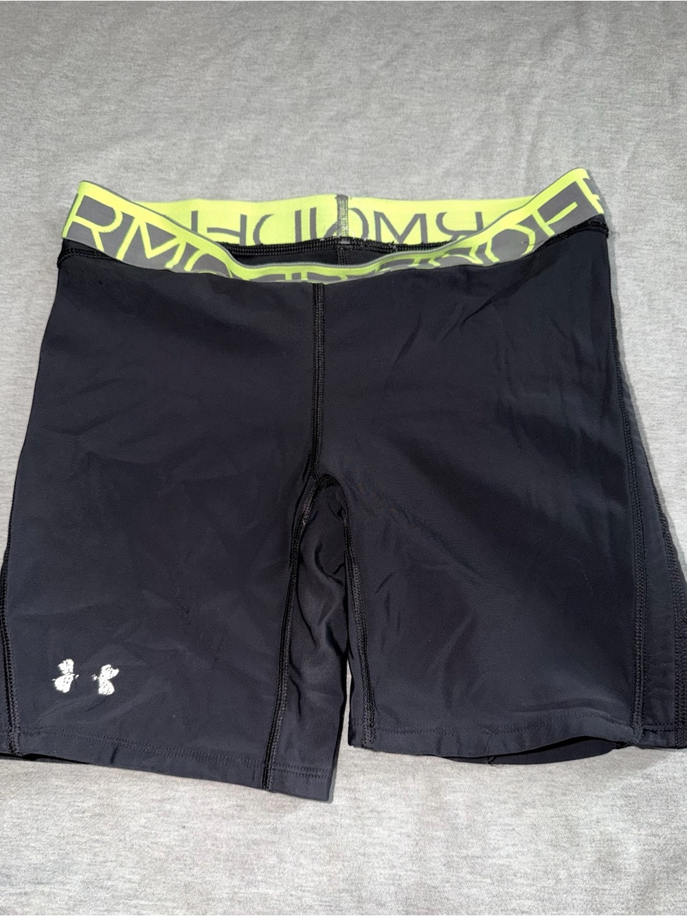 Under Armour Black Bike Shorts with Neon Yellow Waistband